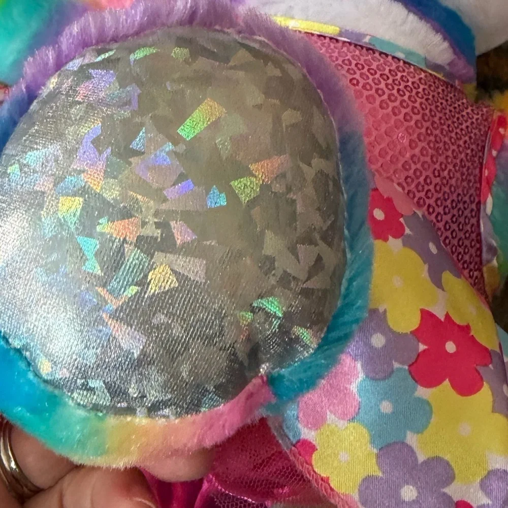 Build A Bear Rainbow Friends Panda Stuffed Animal with Pink Sequin Dress